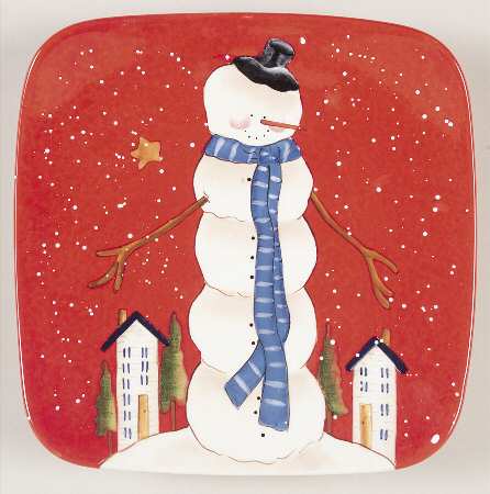 Hilltop Snowman Square Salad Plate