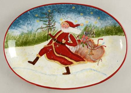 Enchanted Santa 14" Oval Serving Platter
