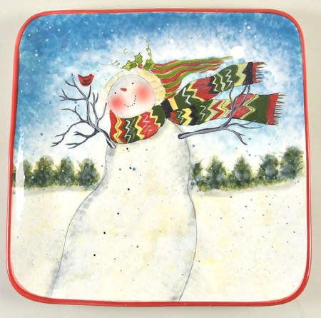 Enchanted Snowman 13" Square Serving Platter