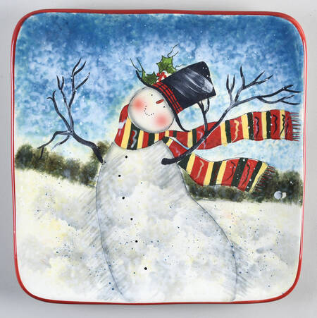 Enchanted Snowman 13" Square Serving Platter