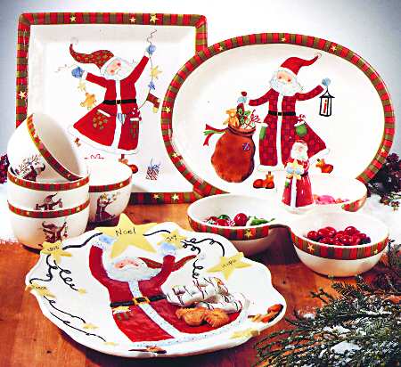 Celebrate Santa 3-Part Relish with Center Ceramic Handle