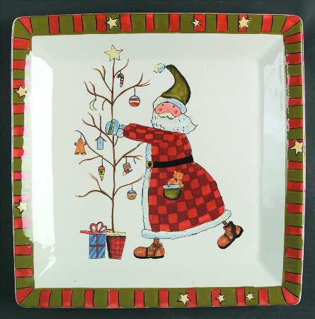 Celebrate Santa 13" Square Serving Platter