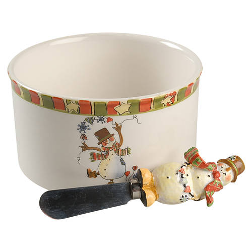 Celebrate Snowman Dip Bowl & Spreader Set