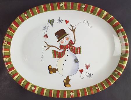 Celebrate Snowman 16" Oval Serving Platter
