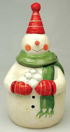 Juggling Snowman Figural Cookie Jar & Lid