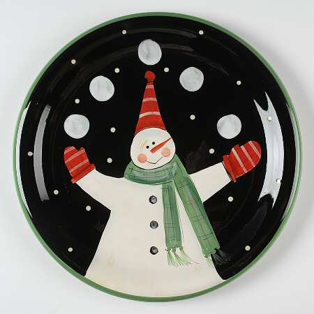 Juggling Snowman 12" Chop Plate (Round Platter)