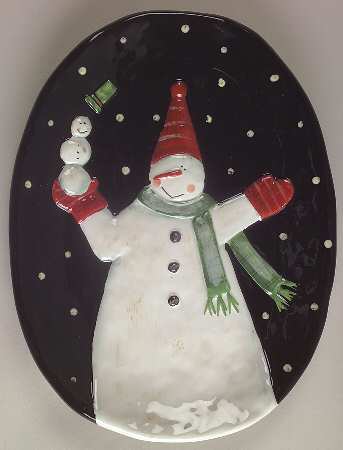 Juggling Snowman Open Candy Dish