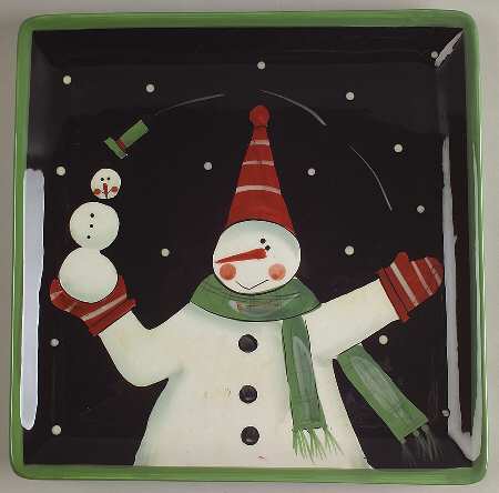 Juggling Snowman Dinner Plate