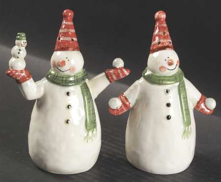 Juggling Snowman Figural Salt & Pepper Set