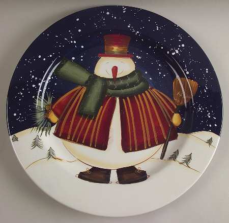 Top Hat Snowman 12" Chop Plate (Round Platter)