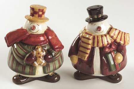 Top Hat Snowman Figural Salt & Pepper Set