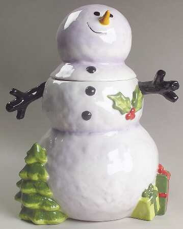 Confetti Snowman Figural Cookie Jar & Lid