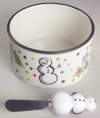 Confetti Snowman Dip Bowl & Spreader Set