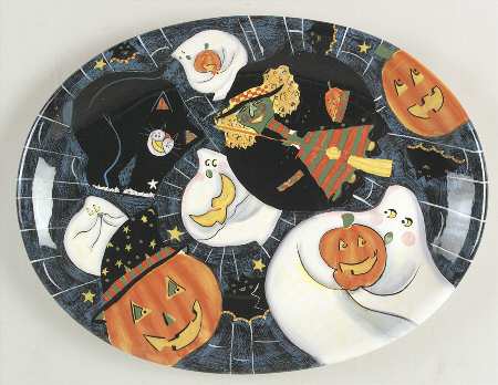 Roly Poly Halloween 16" Oval Serving Platter