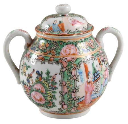 Rose Medallion (With People) Sugar Bowl & Lid