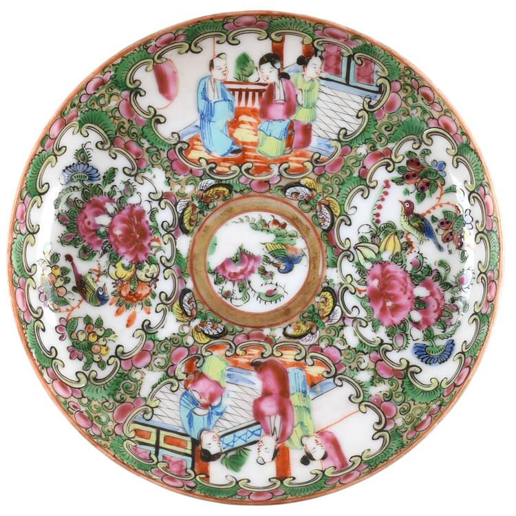 Rose Medallion (With People) Saucer for Footed Cup