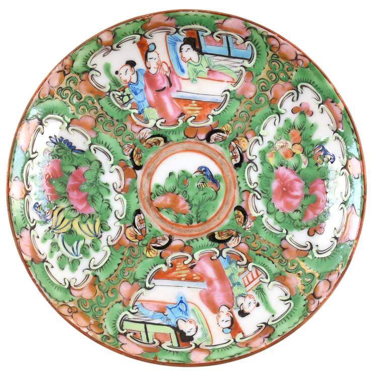 Rose Medallion (With People) Saucer for Footed Cup
