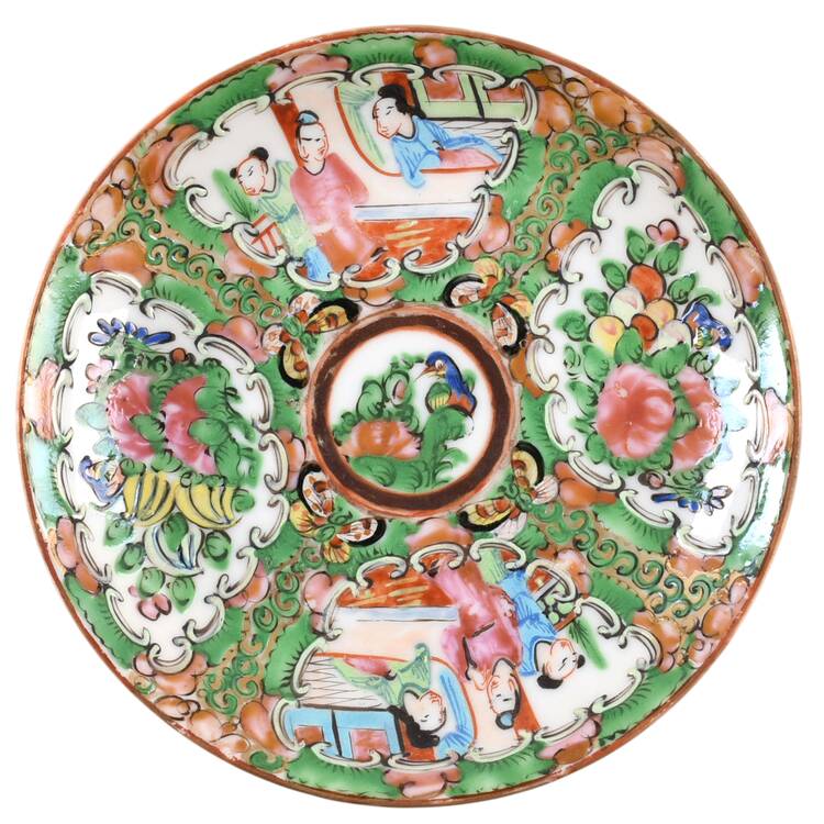 Rose Medallion (With People) Saucer for Footed Cup
