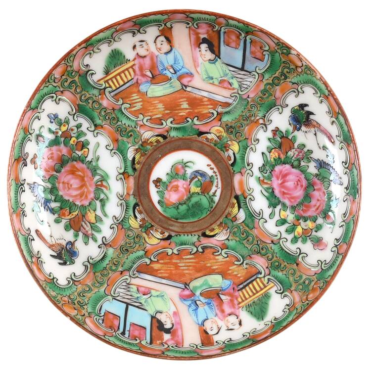 Rose Medallion (With People) Saucer for Footed Cup