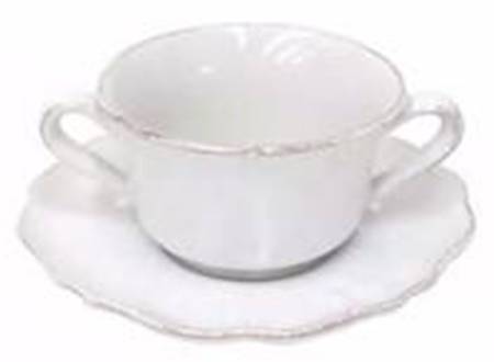 Impressions Linen White Flat Cream Soup Bowl & Saucer Set