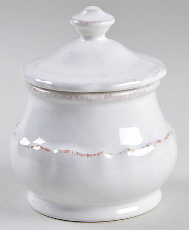 Impressions Linen White Sugar Bowl & Lid