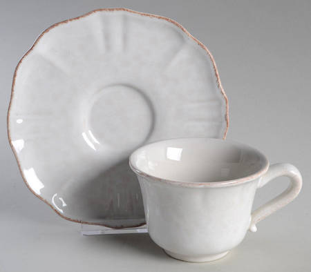 Impressions Linen White Footed Cup & Saucer Set