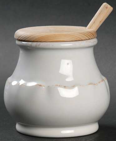 Impressions Linen White Mustard Jar & Lid
