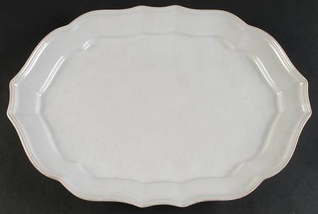 Impressions Linen White 17" Oval Serving Platter