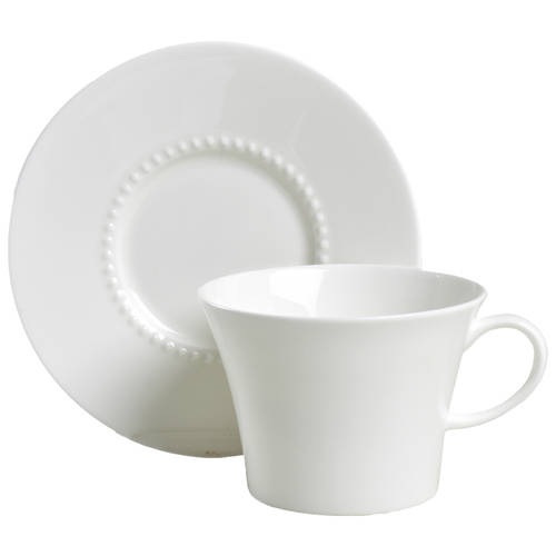 White Pearl Flat Cup & Saucer Set