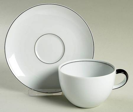 Dune (Black Trim) Flat Cup & Saucer Set