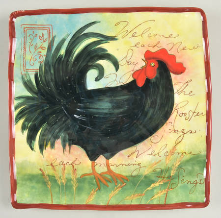 Le Rooster Square Dinner Plate