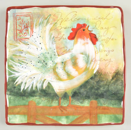 Le Rooster Square Dinner Plate