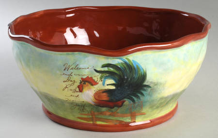 Le Rooster 11" Large Salad Serving Bowl