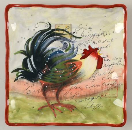 Le Rooster Square Dinner Plate