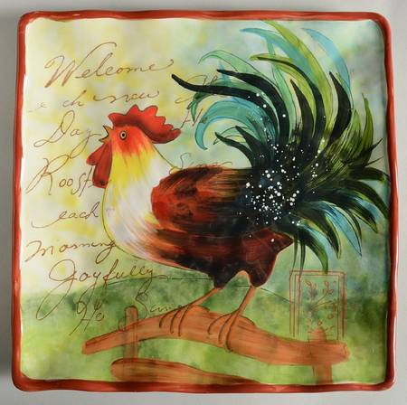 Le Rooster Square Dinner Plate