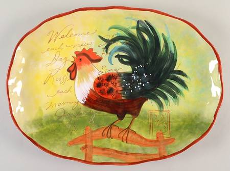 Le Rooster 17" Oval Serving Platter
