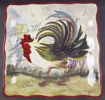 Le Rooster 13" Square Serving Platter