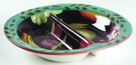 Fruit Salad 11" Round Divided Vegetable Bowl