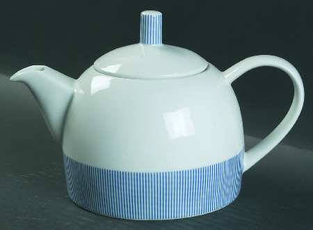 Pinstripe Blue Teapot & Lid