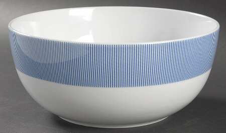 Pinstripe Blue 9" Round Vegetable Bowl
