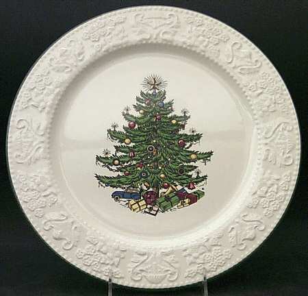 Dickens Embossed Christmas (White) 12" Chop Plate (Round Platter)