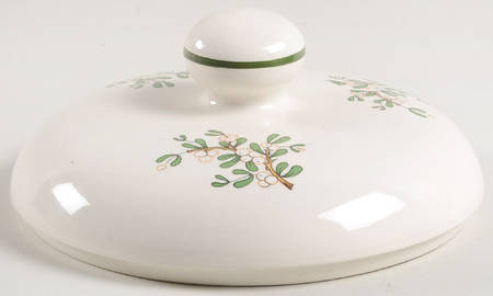 Christmas Tree (Narrow Green Band, Cream, Newer) Lid for 1 Qt Round Casserole