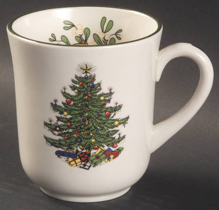 Christmas Tree (Narrow Green Band, Cream, Newer) Mug