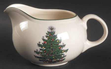 Christmas Tree (Narrow Green Band, Cream, Newer) Creamer