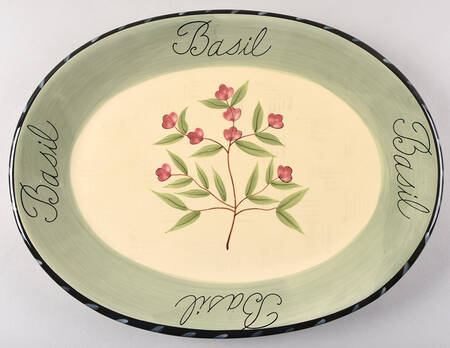 Culinary Herbs 16" Oval Serving Platter