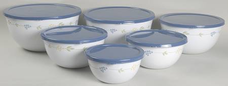 Secret Garden (Corelle) Metal Bowl Set, 6 Bowls & Plastic Lids