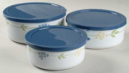 Secret Garden (Corelle) (3 Piece) Metal Bowl W/Plastic Lids (5", 6", 7")