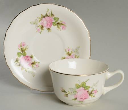 Rose Bouquet Flat Cup & Saucer Set