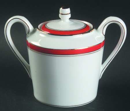 Ambassade Vermillion Sugar Bowl & Lid by Charles Field Haviland