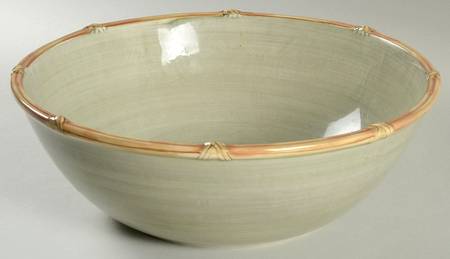 Rattan Rim Sage 11" Round Serving Bowl